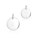 1pc 925 Sterling Silver 12mm Letter B Charm, Heart Engraved, Name Initial Disc Coin Pendant Drop, SLP-S2