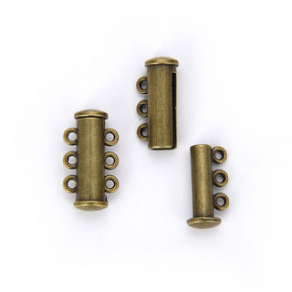 10pcs 3-Strand Magnetic Lock Clasp Sets, Multiple Strands Layering Clasp, Antique Bronze Plated Brass, 20mm, CF229-3