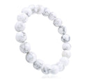1 Strand Stretch Natural White Howlite Beaded Gemstone Bracelet, 8mm Bead, Length Selections: 7 inch/7.5 inch/8 inch/8.5 inch