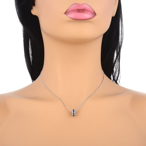 1pc 925 Sterling Silver September Birthstone Bead Charm, Blue Sapphire Cubic Zirconia CZ, 9.5x5mm, Hole ID 4.5mm, EC1-C9