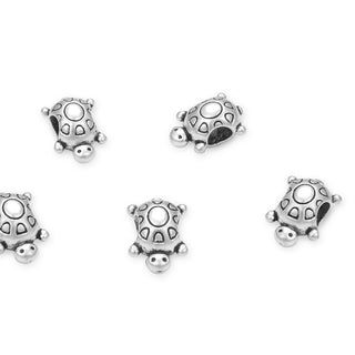 20pcs Turtle Symbol of Longivity Large Hole Beads, Hole ID 4.5mm, Antique Silver, Zinc Alloy Metal, MEC-A7