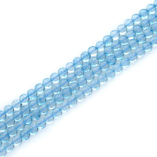 Natural Blue Crystal (Imitation Blue Topaz) Gemstone Faceted Flat Round Coin Beads, 6mm, Hole ID 1mm, 15 Inch/1 Strand, GZ13-13