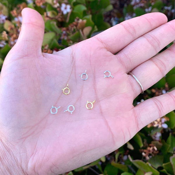 10pcs 925 Sterling Silver Springring Clasps, Open Ring, Real 18K Yellow Gold Plated, Size Selections: 5mm/7mm