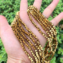 200pcs Creative Club Faceted Flat Bicone Rondelle Crystal Glass Beads #5305, Gold Aurum, 6x4mm Small, Hole ID 1mm, CC3R633