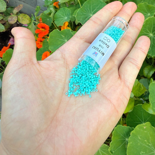 7.5g Miyuki Delica 11/0 Seed Beads, Opaque Sea Opal DB1136