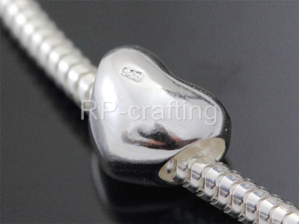 1pc Solid 925 Sterling Silver Heart Love Charm Romance Friendship Bead, Compatible with Pandora All Other Charm Bracelet, EC130