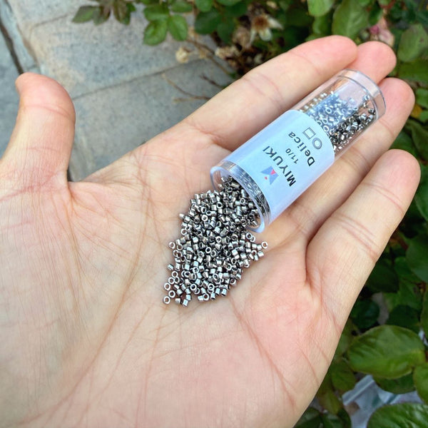 30g Miyuki Delica 11/0 Seed Beads, Opaque Nickel-Pated DB21