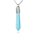 1pc Natural Blue Howlite Imitation Turquoise Hexagonal Pile Gemstone Pendant Necklace, 26 Inch Surgical Stainless Steel Chain, GGP-BB10