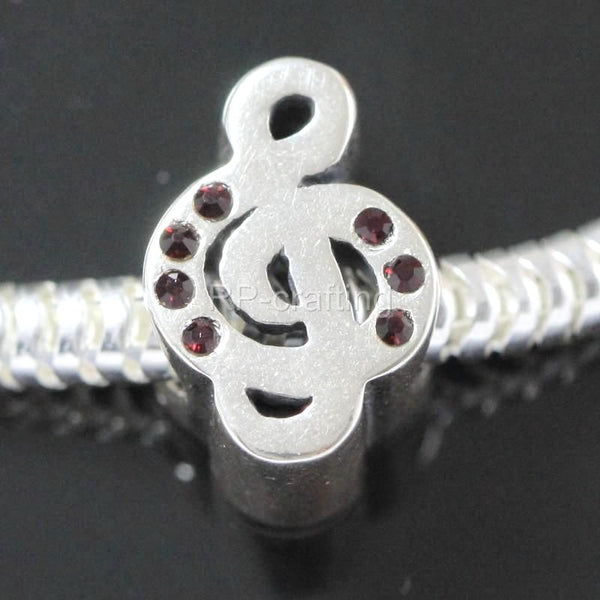 1pc Solid 925 Sterling Silver Music Note Charm Treble Clef Note Charm Cubic Zirconia CZ, Compatible with Pandora All Charm Bracelet, EC393