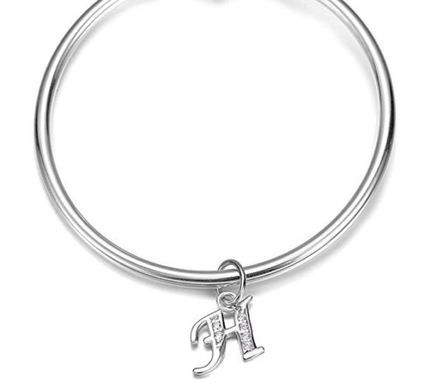 1pc 925 Sterling Silver Letter H Charm, Tarnish Resistant Rhodium Plated, Cubic Zirconia CZ Name Initial Pendant Drop,SSP-C8