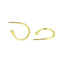 2pcs Real 18K Yellow Gold Plated Sterling Silver C Hoop Huggie Earrings, 20mm, 3mm Ball Dot, SSE45-3