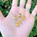 10pcs Grade A November Topaz Yellow Teardrop Birthstone Charm Drop, 18K Yellow Gold Plated Brass, Size Selections: 11x7mm, 14x8mm, 16x9mm