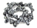 Natural Snowflake Obsidian Gemstone Petal Keishi Beads, Irregular, 10mm-20mm, Hole ID 1mm, 1 Strand/15 Inch, GZ6-35