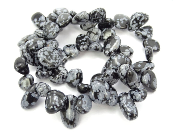Natural Snowflake Obsidian Gemstone Petal Keishi Beads, Irregular, 10mm-20mm, Hole ID 1mm, 1 Strand/15 Inch, GZ6-35