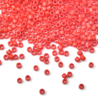 7.5g Miyuki Delica 10/0 Tube Seed Beads, Opaque Red DBM723