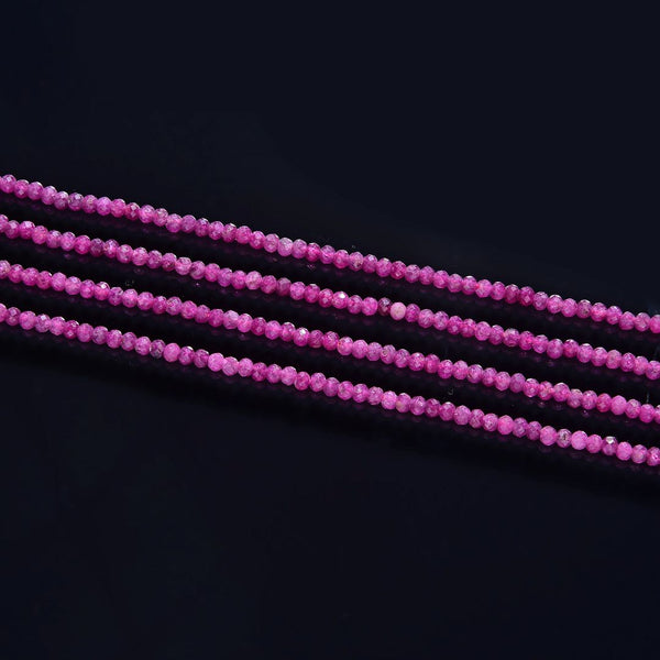 Natural Red Ruby Gemstone Tiny Small Faceted Rondelle Beads, 3x2mm, Hole ID 0.65mm, 15 Inch/1 Strand, GK-A5