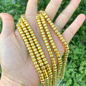 Grade A Natural Hematite Gemstone Rondelle Beads, Gold Plated, 1 Strand/15 Inch, 6x4mm, Hole ID 1mm, GFC8-3