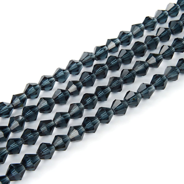 500pcs Creative Club Faceted Bicone Crystal Loose Glass Beads Spacer Bulk Dark Sapphire Blue 4mm (0.16 Inch) Small, 4mm (0.16 Inch) Small Tiny, Hole ID 0.9mm, CCB420