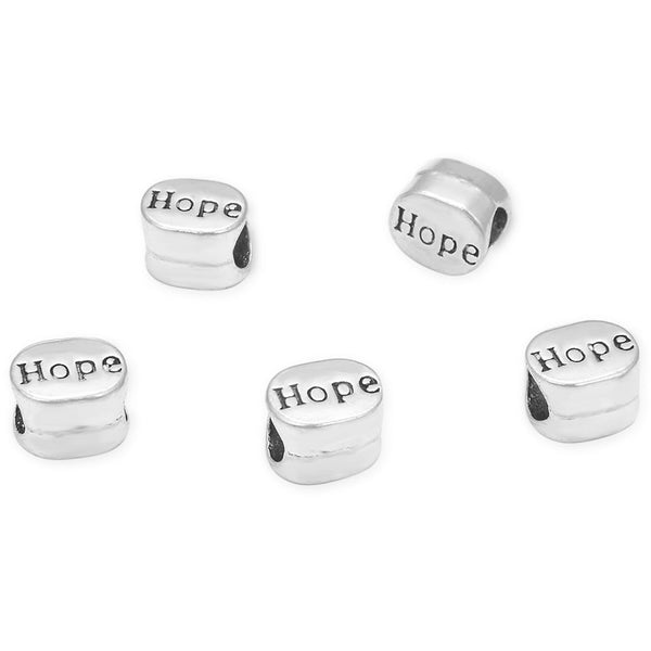 20pcs Hope Large Hole Beads, Hole ID 4.5mm, Antique Silver, Zinc Alloy Metal, MEC-C3