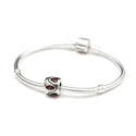 1pc Real 925 Sterling Silver Heart Bead, January Birthstone Charm Cubic Zirconia CZ Siam Red Garnet Gemstone, Compatible with Pandora all Other Charm Bracelets, EC613
