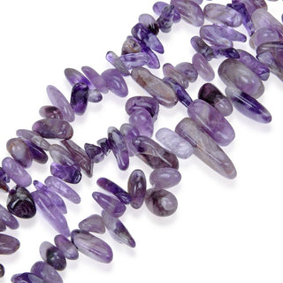 Natural Purple Amethyst Crystal Gemstone Stick Point Beads, Irregular, 7mm-23mm Long, Hole ID 1mm 1 Strand/15 Inch, GZ5-13