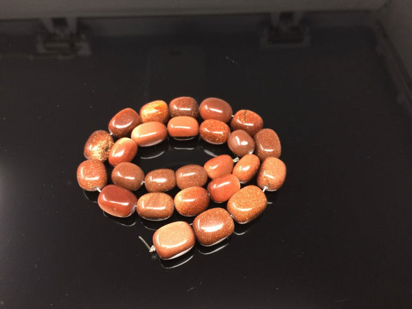 Gold Goldstone Imitation Sandstone Gemstone Tumbled Nugget Beads, Irregular, 10mm-13mm, Hole ID 1mm, 1 Strand/15 Inch, GZ4-8