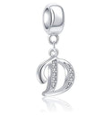 1pc 925 Sterling Silver Letter D, Alphabet Charm Pendant Drop, 18mm Long, Hole ID 4.5mm, EC3-A4