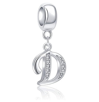 1pc 925 Sterling Silver Letter D, Alphabet Charm Pendant Drop, 18mm Long, Hole ID 4.5mm, EC3-A4