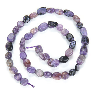 Natural Purple Charoite Gemstone Oval Tumbled Pebble Beads, Irregular, 6mm to 8mm, Hole ID 1mm, 15 Inch/1 Strand, GZ11-81