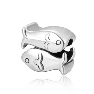 925 Sterling Silver Pisces Zodiac Sign Bead Charm, Compatible with Pandora All Other Charm Bracelets