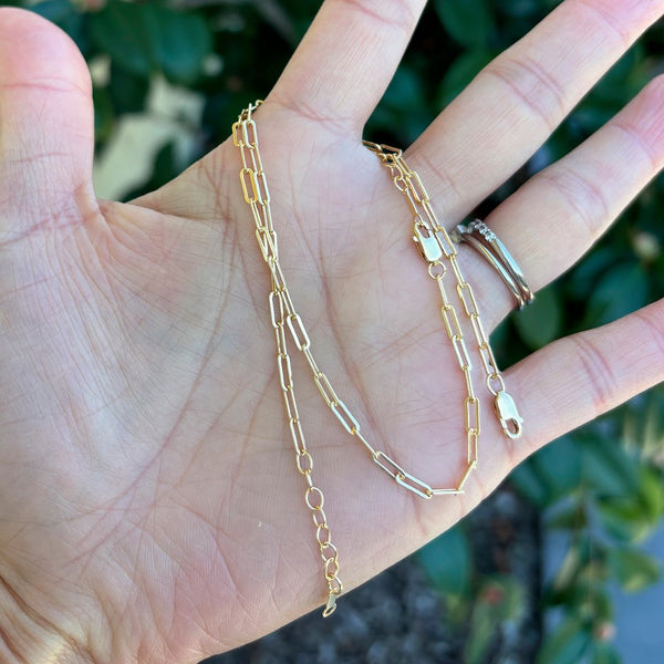 1pc Real 1/20 14K Gold Filled Paperclip Cable Chain Bracelet, 6.5 Inch with 1 inch Extender, JB-1