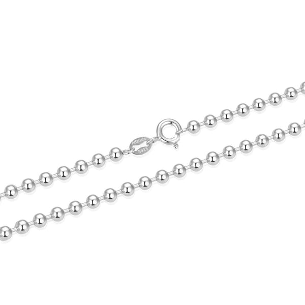 1pc 925 Sterling Silver Ball Link Chain Necklace, Tarnish Resistant Rhodium Plated, 4mm, Large Thick, Length Selections: 16 inch/18 inch