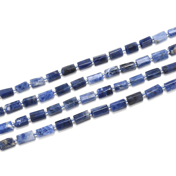 Natural Blue Sodalite Gemstone Faceted Tube Beads, 13x7mm, Hole ID 1mm, 15 Inch/1 Strand, GZ8-18