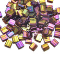 10g Miyuki Full Tila Square Seed Beads 5x5mm, Rainbow Gold Luster Dark Topaz TL301