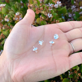 10pcs 925 Sterling Silver Screw Eye Pin Bails, Glue-on Pendant Connector, Cup Size Selections: 3/4/5/6/8mm