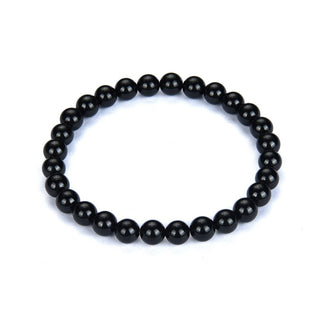 1 Strand Stretch Natural Grade A Black Tourmaline Beaded Gemstone Bracelet, 6mm Beads, Length Selections: 7 inch/7.5 inch/8 inch