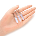 1pc Lab Created White Opal Gemstone Pendant Necklace, 18 Inch Surgical Stainless Steel Chain, GGP-E11