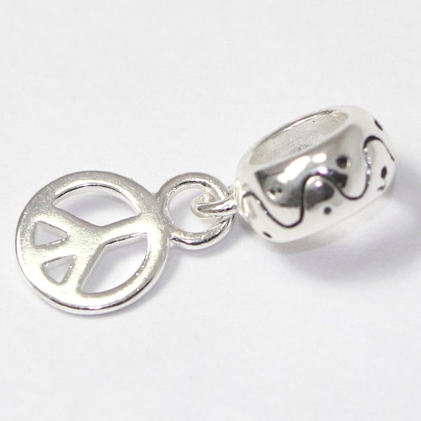 1pc 925 925 Sterling Silver Dangle Peace Sign Bead Charm Pendant, Compatible with Pandora All Other Charm Bracelet, EC24-D5
