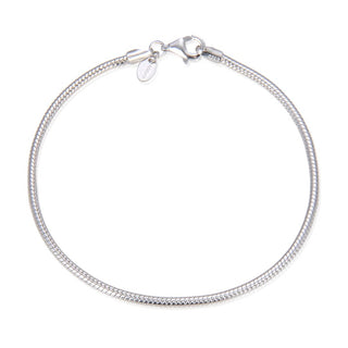 1pc 925 Sterling Silver 1.5mm Smooth Round Snake Chain Bracelet, Tarnish Resistant White Gold Plated, Length Selections: 7 inch/7.5 inch/8 inch