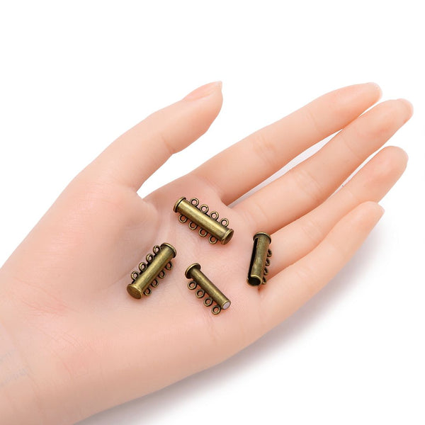 10pcs 4-Strand Magnetic Lock Clasp Sets, Multiple Strands Layering Clasp, Antique Bronze Plated Brass, 24mm, CF229-4