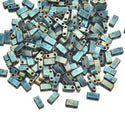 10g Miyuki Half Tila Seed Beads 5x2.3mm, Metallic Iris Green Patina (HTL-2008)