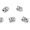 20pcs XO Hugs and Kisses Large Hole Beads, Hole ID 4.5mm, Antique Silver, Zinc Alloy Metal, MEC-B3