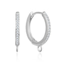 2pcs 925 Sterling Silver Round Hoop Huggies Earring Hooks, Tarnish Resistant Rhodium Plated, Cubic Zirconia CZ, Size Selecitons: 14mm/16mm