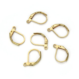 50pcs Raw Brass Strong Leverback Earring Hooks, Open Jump Ring, 15mm, Unplated/Uncoated, CX193