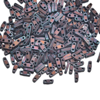10g Miyuki Quarter Tila Seed Beads 5x1.2mm, Matte Metallic Dark raspberry QTL-2005