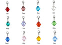 1 Set/12pcs Mixed Clip On Dangle Birthstone Charm Drops, 8mm Bicone Crystal Beads, Sterling Silver Plated Clasps, BL1