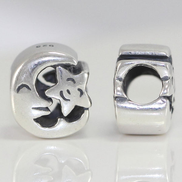 1pc Real 925 Sterling Silver Moon Star Charm Eternity Bead, Compatible with Pandora All Other Charm Bracelet, EC8-B2