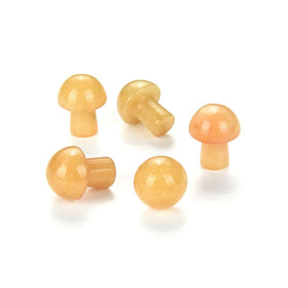 4pcs Natural Yellow Jade Hand Carved Mushroom Gemstone, 20mm Loose Cut Stones, G3P-B8