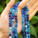 AAA Natural Banded Blue Agate Gemstone Round Beads, 15 Inch/1 Strand, Size Selections: 4mm/6mm/8mm/10mm