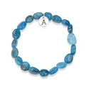 1 Strand Stretch Natural Blue Apatite Free Form Gemstone Bracelet, 7-10mm Beads, Length Selections: 7 inch/7.5 inch